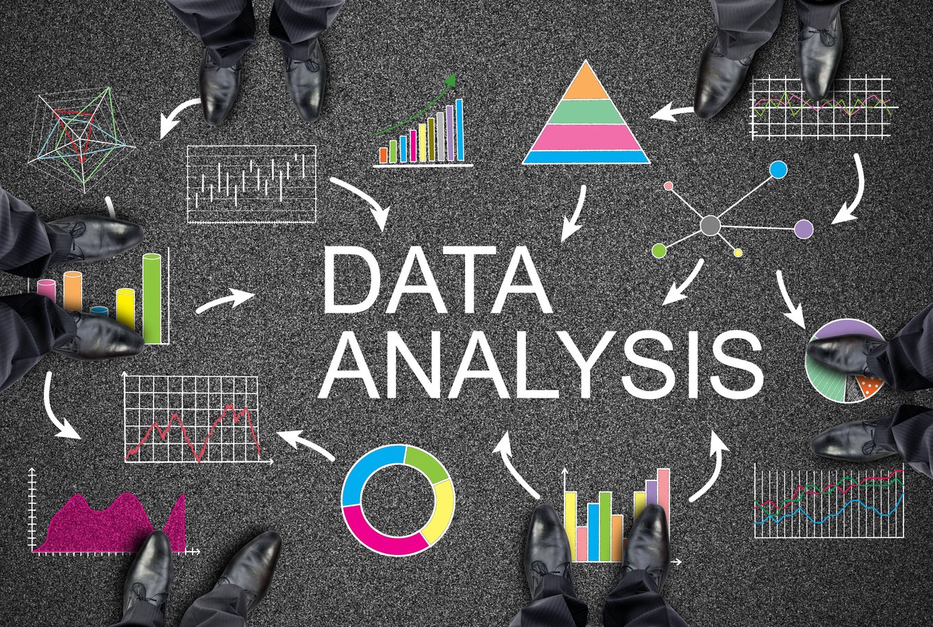 Data analysis concept on a road